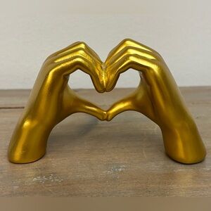NEW! Mini Heart Shaped Hands Resin Gold Tone Love Figurine Sculpture